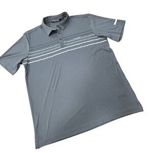 Travis Mathew Coto Performance Chest Stripe Polo Hendrickson Logo Sleeve Shirt L